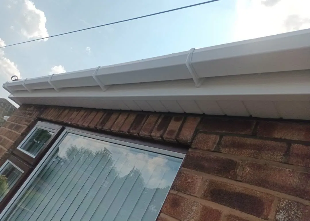 Clean white fascia and UPVC after exterior cleaning